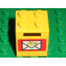 Part 4345apx1 Yellow Container, Box 2 x 2 x 2 - Solid Studs with Mail Pattern 